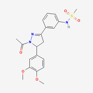 molecular formula C20H23N3O5S B2981444 N-(3-(1-acetyl-5-(3,4-dimethoxyphenyl)-4,5-dihydro-1H-pyrazol-3-yl)phenyl)methanesulfonamide CAS No. 710986-19-9