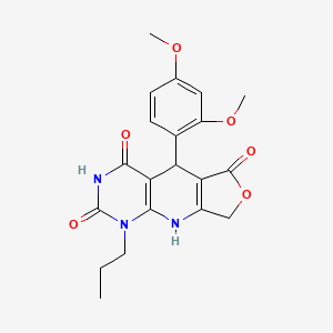8-(2,4-Dimethoxyphenyl)-13-propyl-5-oxa-2,11,13-triazatricyclo[7.4.0.0^{3,7}]trideca-1(9),3(7)-diene-6,10,12-trione