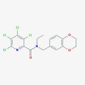 3,4,5,6-tetrachloro-N-[(2,3-dihydro-1,4-benzodioxin-6-yl)methyl]-N-ethylpyridine-2-carboxamide