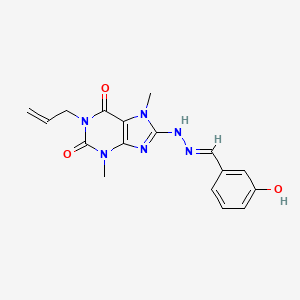 (E)-1-allyl-8-(2-(3-hydroxybenzylidene)hydrazinyl)-3,7-dimethyl-1H-purine-2,6(3H,7H)-dione