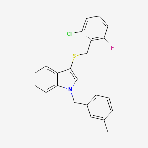 B2981475 3-((2-chloro-6-fluorobenzyl)thio)-1-(3-methylbenzyl)-1H-indole CAS No. 681276-25-5