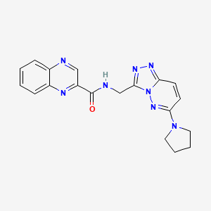 molecular formula C19H18N8O B2981477 N-((6-(pyrrolidin-1-yl)-[1,2,4]triazolo[4,3-b]pyridazin-3-yl)methyl)quinoxaline-2-carboxamide CAS No. 2034549-56-7
