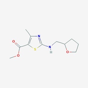 molecular formula C11H16N2O3S B2981488 Methyl 4-methyl-2-(oxolan-2-ylmethylamino)-1,3-thiazole-5-carboxylate CAS No. 943117-47-3