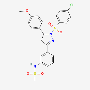 molecular formula C23H22ClN3O5S2 B2981516 N-(3-(1-((4-chlorophenyl)sulfonyl)-5-(4-methoxyphenyl)-4,5-dihydro-1H-pyrazol-3-yl)phenyl)methanesulfonamide CAS No. 851782-21-3
