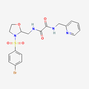 N1-((3-((4-bromophenyl)sulfonyl)oxazolidin-2-yl)methyl)-N2-(pyridin-2-ylmethyl)oxalamide