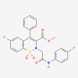 molecular formula C24H18ClFN2O5S B2981574 methyl 6-chloro-2-(2-((4-fluorophenyl)amino)-2-oxoethyl)-4-phenyl-2H-benzo[e][1,2]thiazine-3-carboxylate 1,1-dioxide CAS No. 1114828-28-2