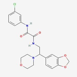 molecular formula C21H22ClN3O5 B2981609 N-[2-(2H-1,3-benzodioxol-5-yl)-2-(morpholin-4-yl)ethyl]-N'-(3-chlorophenyl)ethanediamide CAS No. 896371-32-7
