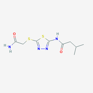N-[5-(2-amino-2-oxoethyl)sulfanyl-1,3,4-thiadiazol-2-yl]-3-methylbutanamide