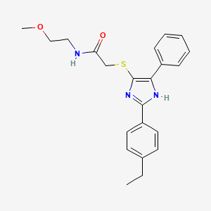 2-((2-(4-ethylphenyl)-5-phenyl-1H-imidazol-4-yl)thio)-N-(2-methoxyethyl)acetamide
