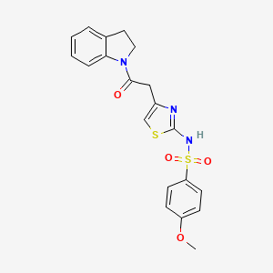 N-(4-(2-(indolin-1-yl)-2-oxoethyl)thiazol-2-yl)-4-methoxybenzenesulfonamide