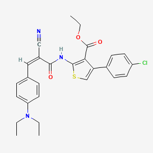 molecular formula C27H26ClN3O3S B2981684 Ethyl 4-(4-chlorophenyl)-2-[[(Z)-2-cyano-3-[4-(diethylamino)phenyl]prop-2-enoyl]amino]thiophene-3-carboxylate CAS No. 380455-54-9