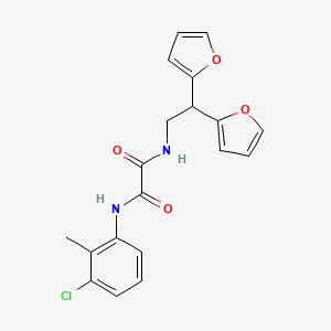 molecular formula C19H17ClN2O4 B2981758 N1-(3-chloro-2-methylphenyl)-N2-(2,2-di(furan-2-yl)ethyl)oxalamide CAS No. 2319841-33-1