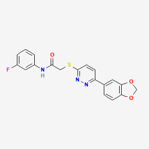 molecular formula C19H14FN3O3S B2981827 2-{[6-(2H-1,3-benzodioxol-5-yl)pyridazin-3-yl]sulfanyl}-N-(3-fluorophenyl)acetamide CAS No. 893992-58-0