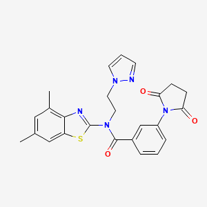 molecular formula C25H23N5O3S B2981850 N-(2-(1H-pyrazol-1-yl)ethyl)-N-(4,6-dimethylbenzo[d]thiazol-2-yl)-3-(2,5-dioxopyrrolidin-1-yl)benzamide CAS No. 1171660-43-7