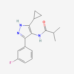 molecular formula C16H18FN3O B2981881 N-[5-cyclopropyl-3-(3-fluorophenyl)-1H-pyrazol-4-yl]-2-methylpropanamide CAS No. 1190260-34-4