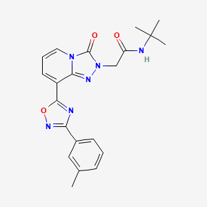 molecular formula C21H22N6O3 B2981898 N-tert-butyl-2-{8-[3-(3-methylphenyl)-1,2,4-oxadiazol-5-yl]-3-oxo-2H,3H-[1,2,4]triazolo[4,3-a]pyridin-2-yl}acetamide CAS No. 1251583-47-7