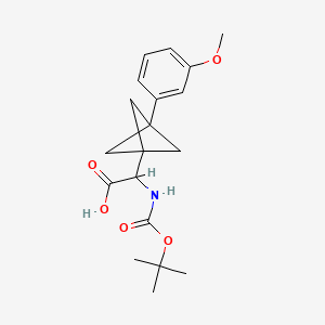 molecular formula C19H25NO5 B2981899 2-[3-(3-Methoxyphenyl)-1-bicyclo[1.1.1]pentanyl]-2-[(2-methylpropan-2-yl)oxycarbonylamino]acetic acid CAS No. 2287261-37-2