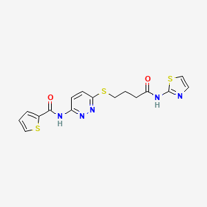 molecular formula C16H15N5O2S3 B2981913 N-(6-((4-oxo-4-(thiazol-2-ylamino)butyl)thio)pyridazin-3-yl)thiophene-2-carboxamide CAS No. 1040649-08-8