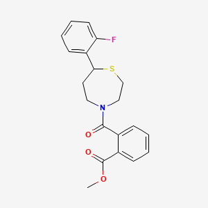 molecular formula C20H20FNO3S B2981979 Methyl 2-[7-(2-fluorophenyl)-1,4-thiazepane-4-carbonyl]benzoate CAS No. 1706093-30-2