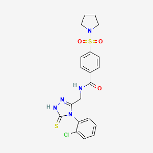 molecular formula C20H20ClN5O3S2 B2982009 N-{[4-(2-CHLOROPHENYL)-5-SULFANYLIDENE-4,5-DIHYDRO-1H-1,2,4-TRIAZOL-3-YL]METHYL}-4-(PYRROLIDINE-1-SULFONYL)BENZAMIDE CAS No. 392247-54-0