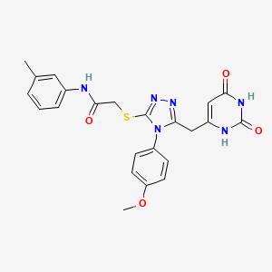 molecular formula C23H22N6O4S B2982013 2-({5-[(2,6-dioxo-1,2,3,6-tetrahydropyrimidin-4-yl)methyl]-4-(4-methoxyphenyl)-4H-1,2,4-triazol-3-yl}sulfanyl)-N-(3-methylphenyl)acetamide CAS No. 852152-89-7