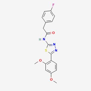 molecular formula C18H16FN3O3S B2982041 N-[5-(2,4-dimethoxyphenyl)-1,3,4-thiadiazol-2-yl]-2-(4-fluorophenyl)acetamide CAS No. 476462-41-6