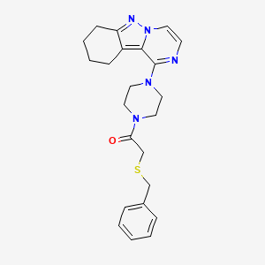 molecular formula C23H27N5OS B2982074 2-(Benzylthio)-1-(4-(7,8,9,10-tetrahydropyrazino[1,2-b]indazol-1-yl)piperazin-1-yl)ethanone CAS No. 2034259-83-9