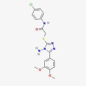 molecular formula C18H18ClN5O3S B2982148 2-{[4-amino-5-(3,4-dimethoxyphenyl)-4H-1,2,4-triazol-3-yl]sulfanyl}-N-(4-chlorophenyl)acetamide CAS No. 880805-35-6