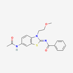 molecular formula C19H19N3O3S B2982159 N-[6-acetamido-3-(2-methoxyethyl)-1,3-benzothiazol-2-ylidene]benzamide CAS No. 865160-83-4