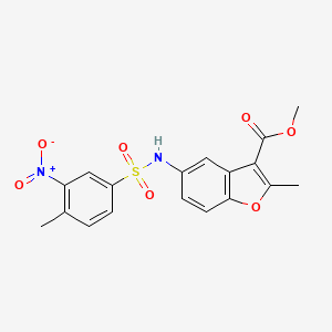 molecular formula C18H16N2O7S B2982171 METHYL 2-METHYL-5-(4-METHYL-3-NITROBENZENESULFONAMIDO)-1-BENZOFURAN-3-CARBOXYLATE CAS No. 518053-82-2
