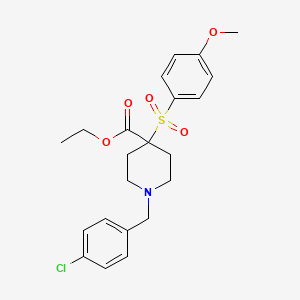 molecular formula C22H26ClNO5S B2982173 Ethyl 1-(4-chlorobenzyl)-4-[(4-methoxyphenyl)sulfonyl]-4-piperidinecarboxylate CAS No. 866135-91-3