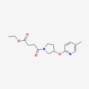 molecular formula C16H22N2O4 B2982228 Ethyl 4-(3-((5-methylpyridin-2-yl)oxy)pyrrolidin-1-yl)-4-oxobutanoate CAS No. 1904029-88-4