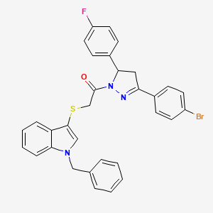 2-((1-benzyl-1H-indol-3-yl)thio)-1-(3-(4-bromophenyl)-5-(4-fluorophenyl)-4,5-dihydro-1H-pyrazol-1-yl)ethanone