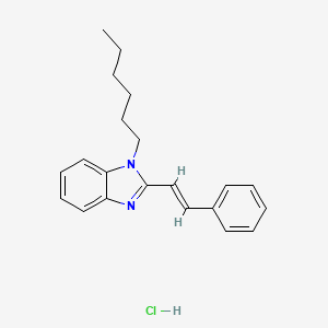 molecular formula C21H25ClN2 B2982244 (E)-1-hexyl-2-styryl-1H-benzo[d]imidazole hydrochloride CAS No. 1217256-17-1