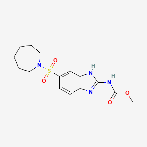 molecular formula C15H20N4O4S B2982247 methyl N-[5-(1-azepanylsulfonyl)-1H-1,3-benzimidazol-2-yl]carbamate CAS No. 352224-30-7