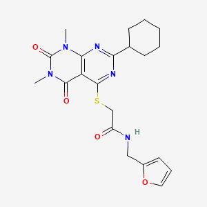 2-((2-cyclohexyl-6,8-dimethyl-5,7-dioxo-5,6,7,8-tetrahydropyrimido[4,5-d]pyrimidin-4-yl)thio)-N-(furan-2-ylmethyl)acetamide