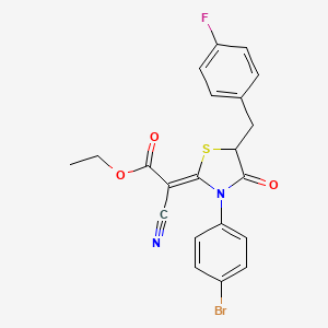 (Z)-ethyl 2-(3-(4-bromophenyl)-5-(4-fluorobenzyl)-4-oxothiazolidin-2-ylidene)-2-cyanoacetate