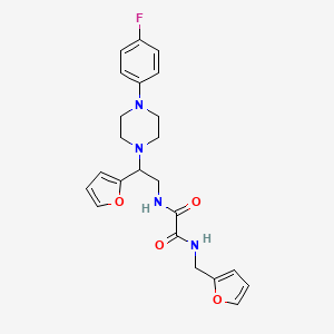 molecular formula C23H25FN4O4 B2982293 N1-(2-(4-(4-fluorophenyl)piperazin-1-yl)-2-(furan-2-yl)ethyl)-N2-(furan-2-ylmethyl)oxalamide CAS No. 877632-50-3
