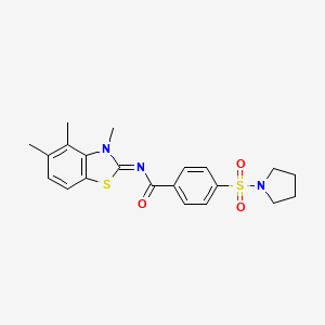 4-pyrrolidin-1-ylsulfonyl-N-(3,4,5-trimethyl-1,3-benzothiazol-2-ylidene)benzamide