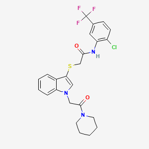 N-(2-chloro-5-(trifluoromethyl)phenyl)-2-((1-(2-oxo-2-(piperidin-1-yl)ethyl)-1H-indol-3-yl)thio)acetamide