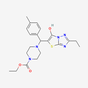 Ethyl 4-((2-ethyl-6-hydroxythiazolo[3,2-b][1,2,4]triazol-5-yl)(p-tolyl)methyl)piperazine-1-carboxylate