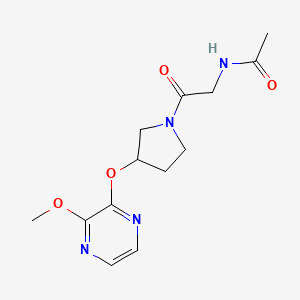 molecular formula C13H18N4O4 B2982367 N-(2-(3-((3-methoxypyrazin-2-yl)oxy)pyrrolidin-1-yl)-2-oxoethyl)acetamide CAS No. 2034284-22-3