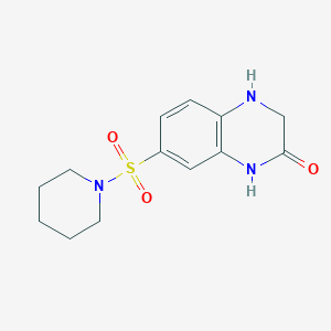 molecular formula C13H17N3O3S B2982401 7-(Piperidine-1-sulfonyl)-1,2,3,4-tetrahydroquinoxalin-2-one CAS No. 556007-03-5