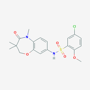 molecular formula C19H21ClN2O5S B2982417 5-chloro-2-methoxy-N-(3,3,5-trimethyl-4-oxo-2,3,4,5-tetrahydrobenzo[b][1,4]oxazepin-8-yl)benzenesulfonamide CAS No. 922093-53-6