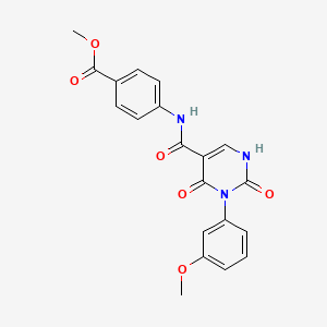 molecular formula C20H17N3O6 B2982423 Methyl 4-(3-(3-methoxyphenyl)-2,4-dioxo-1,2,3,4-tetrahydropyrimidine-5-carboxamido)benzoate CAS No. 863612-60-6
