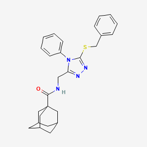 molecular formula C27H30N4OS B2982442 N-{[5-(benzylsulfanyl)-4-phenyl-4H-1,2,4-triazol-3-yl]methyl}adamantane-1-carboxamide CAS No. 476452-43-4