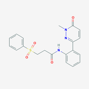 molecular formula C20H19N3O4S B2982493 N-(2-(1-methyl-6-oxo-1,6-dihydropyridazin-3-yl)phenyl)-3-(phenylsulfonyl)propanamide CAS No. 1448054-64-5