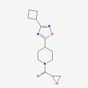 molecular formula C14H19N3O3 B2982529 [4-(3-Cyclobutyl-1,2,4-oxadiazol-5-yl)piperidin-1-yl]-(oxiran-2-yl)methanone CAS No. 2411239-43-3