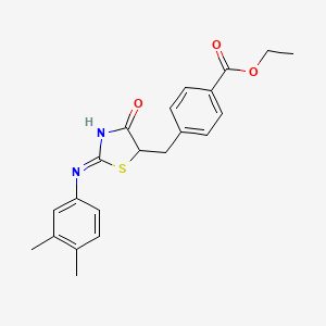 (E)-ethyl 4-((2-((3,4-dimethylphenyl)imino)-4-oxothiazolidin-5-yl)methyl)benzoate
