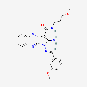 (E)-2-amino-1-((3-methoxybenzylidene)amino)-N-(3-methoxypropyl)-1H-pyrrolo[2,3-b]quinoxaline-3-carboxamide